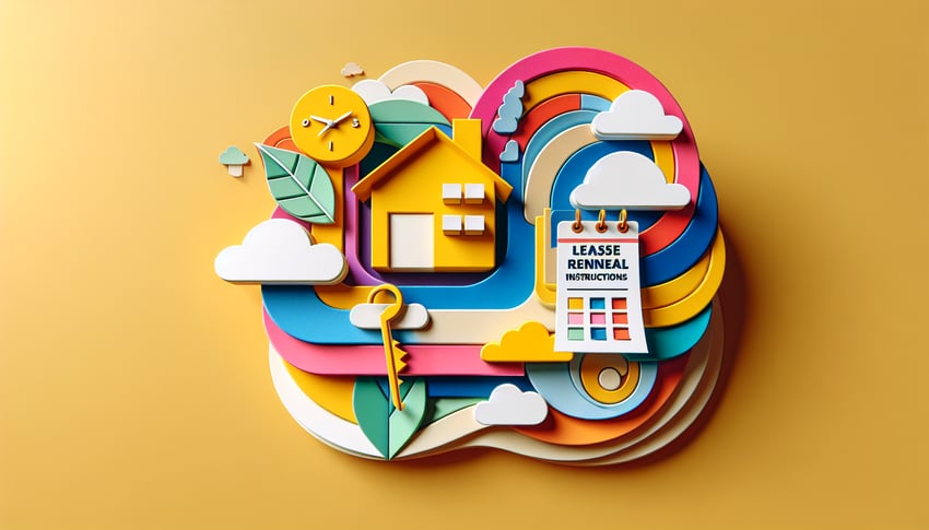 Paper art illustration representing lease renewal instructions form template for FormCreatorAI article