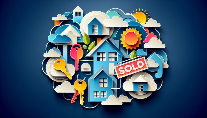 Paper art illustration representing a real estate seller information form template for FormCreatorAI