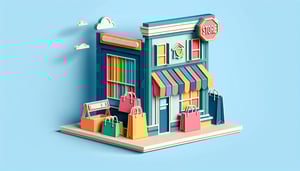 Colorful paper art illustration depicting a store visit report form with checkboxes and text sections for data entry