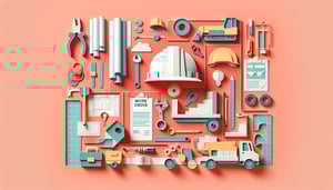 Paper art illustration featuring a construction work order form template for FormCreatorAI article