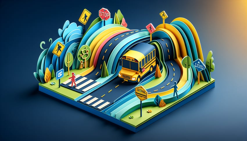 Paper art illustration depicting a student transportation form for FormCreatorAI article.