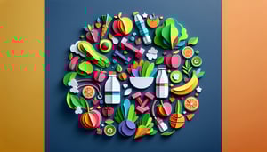 Paper art illustration featuring wellness and nutrition elements for a bio form template article.
