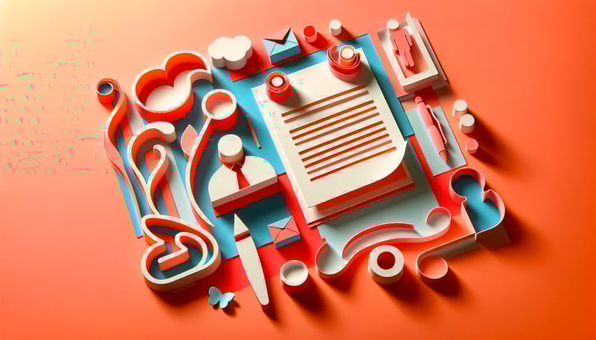 paper art illustration depicting a new client information form template for FormCreatorAI article