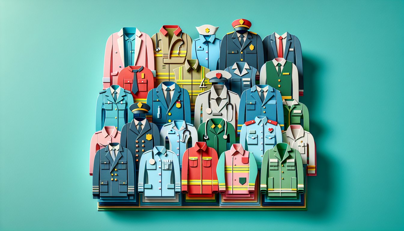 Paper art illustration depicting a uniform order form for an article about uniform order templates and FormCreatorAI