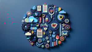 Paper art illustration depicting a progress note form template for speech and language pathology.