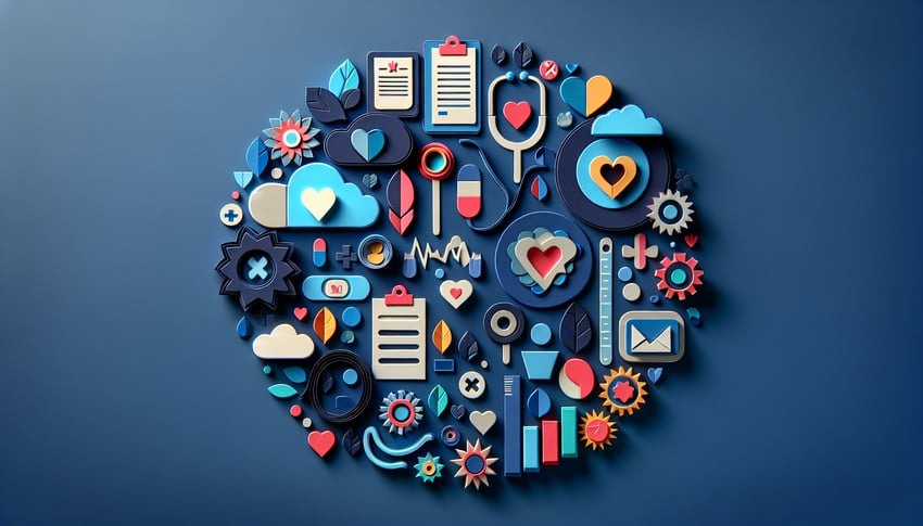 Paper art illustration depicting a progress note form template for speech and language pathology.