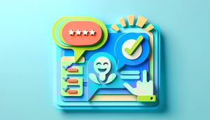 Paper art illustration featuring a feedback survey form related to post event evaluations and FormCreatorAI.