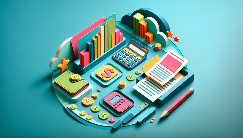 Paper art illustration featuring an accounts payable form template for a financial management article.