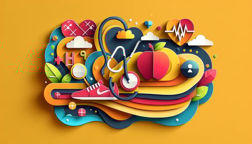Paper art illustration showing a health profile form for a FormCreatorAI article on form templates