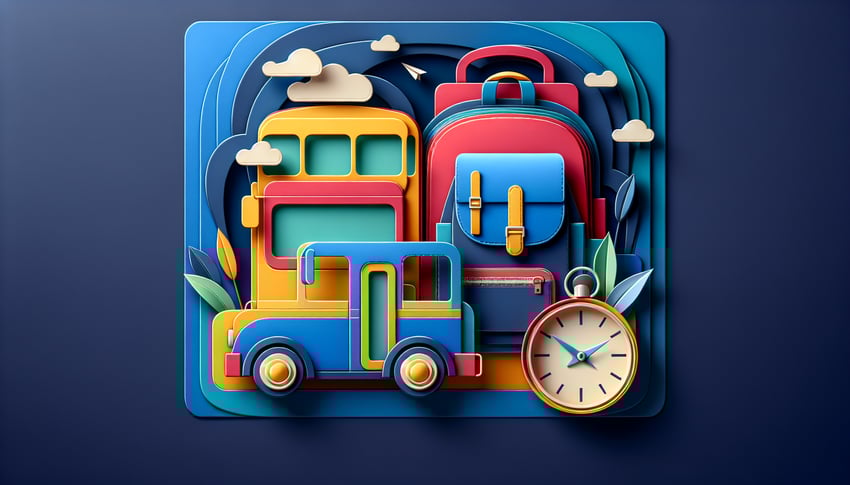 paper art illustration representing a field trip consent form template for educational use