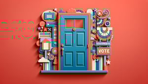 Paper art illustration related to political canvassing debriefing form template and FormCreatorAI content.