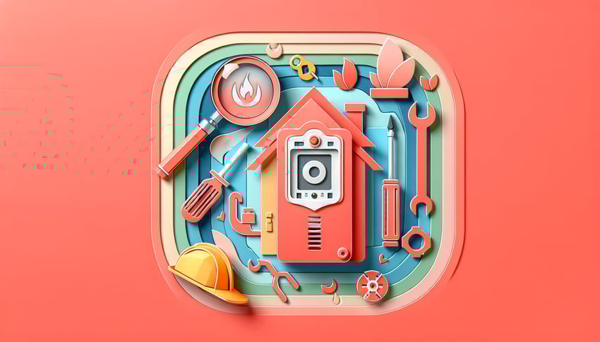 Paper art illustration displaying a fire alarm inspection report template for FormCreatorAI article