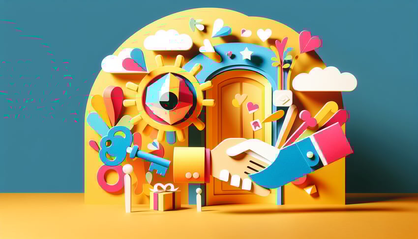 Paper art illustration of a customer registration form for a FormCreatorAI article