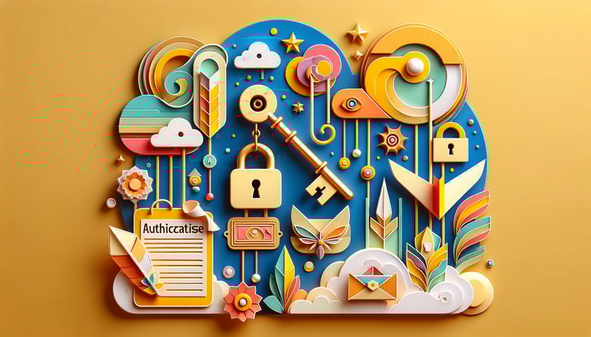 Paper art illustration depicting a Document Release Authorization Form Template for FormCreatorAI article