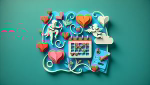 Colorful paper art illustration depicting a dating survey form with checkboxes and various questions.