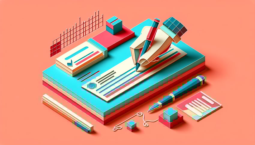 Paper art illustration depicting a cheque requisition form for an article on FormCreatorAI