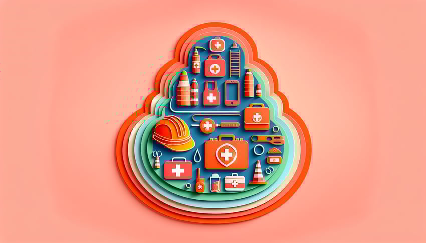 Paper art illustration depicting a facility safety inspection checklist and tools for the FormCreatorAI article