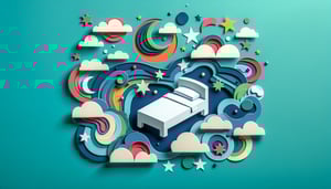 Paper art illustration depicting a sleep tracker form template with icons related to sleep and tracking progress