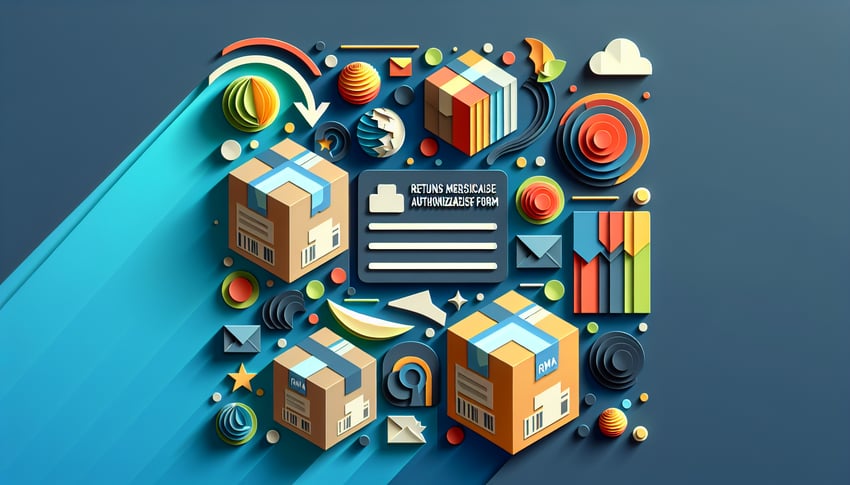 Paper art illustration depicting an RMA form template for FormCreatorAI article