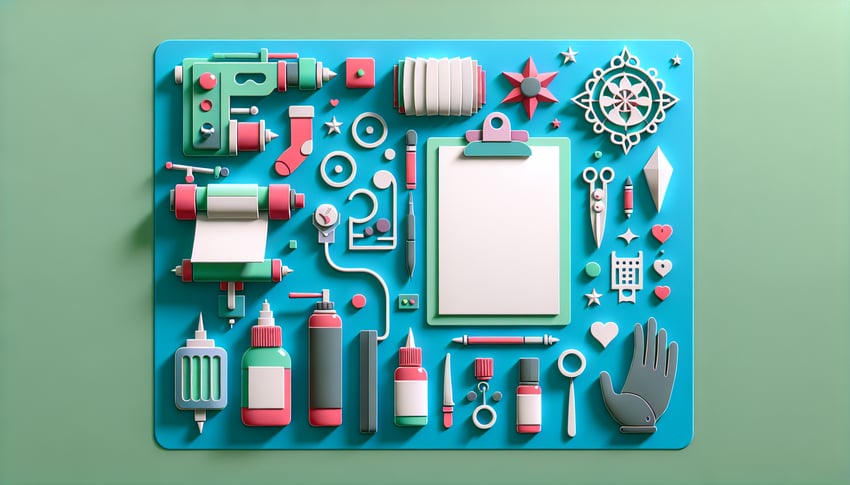 Paper art illustration featuring a tattoo booking form for a design article on FormCreatorAI.