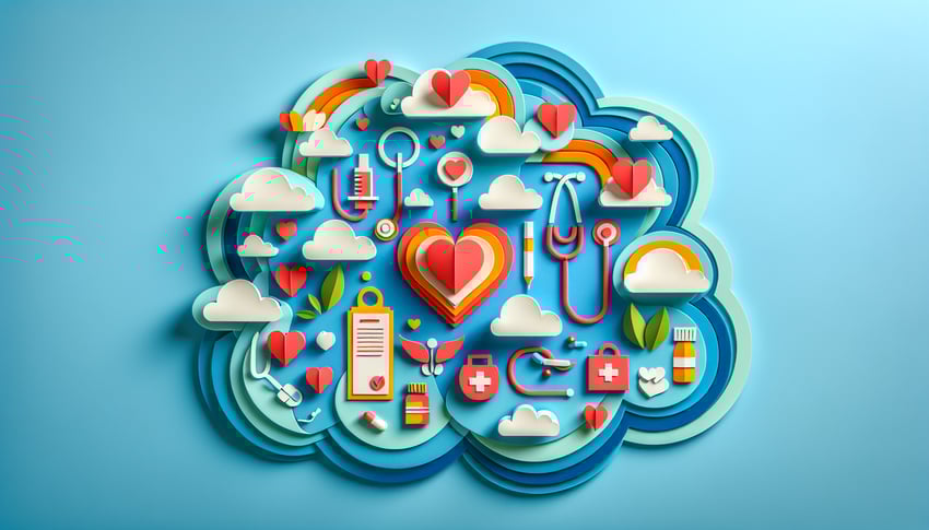 Paper art illustration depicting a medical requisition form for FormCreatorAI article