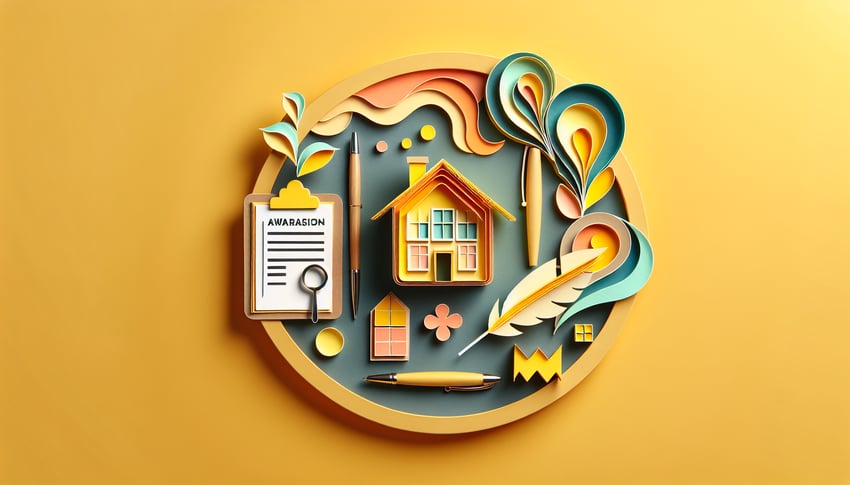 Paper art illustration related to appraisal waiver form template and FormCreatorAI.