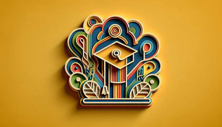 Paper art illustration depicting a course completion form for educational purposes and design inspiration