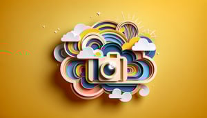 Paper art illustration depicting a creative photo upload form template design for FormCreatorAI article