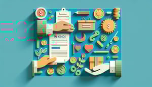 Paper art illustration depicting an in-kind donation form for FormCreatorAI article.