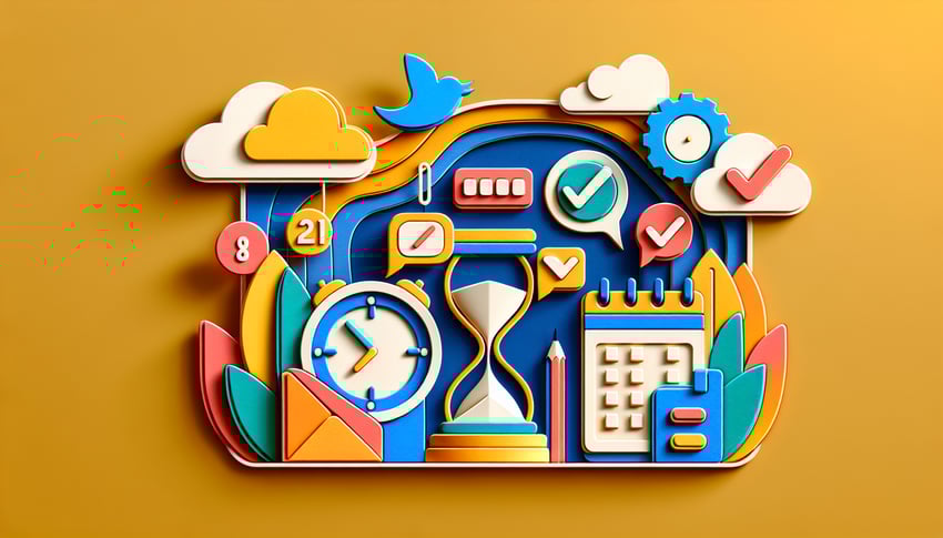 Paper art illustration depicting a meeting confirmation form with various sections and fields for input and details