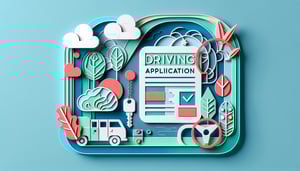 Paper art illustration depicting a driving license application form for FormCreatorAI article.