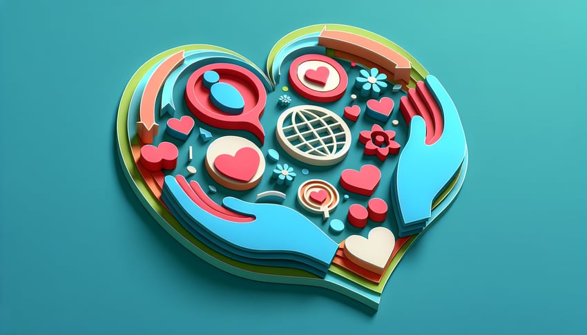 Paper art illustration showcasing a volunteer application form template for FormCreatorAI article.