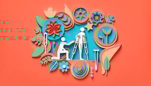 paper art illustration depicting a rehab application form with design elements for FormCreatorAI article