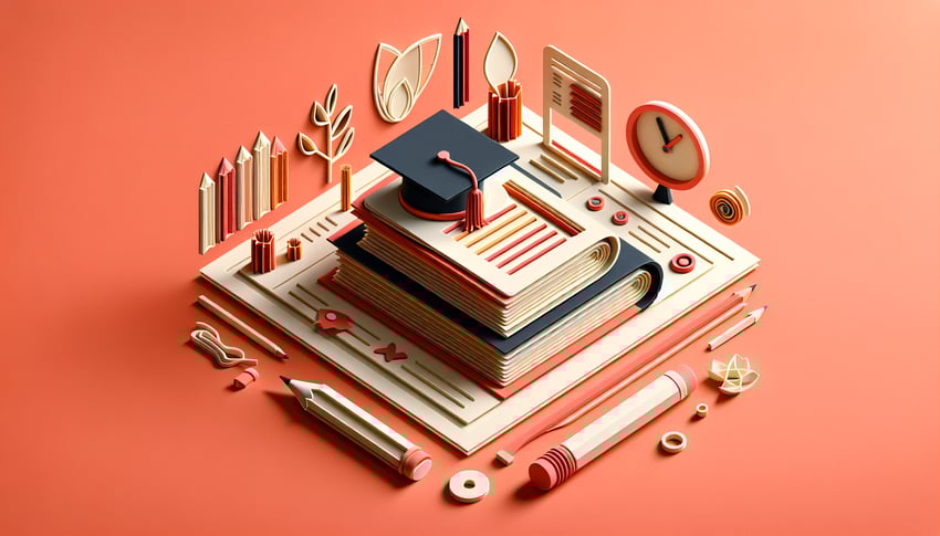 Paper art illustration depicting a student progress report template for an informative article on FormCreatorAI
