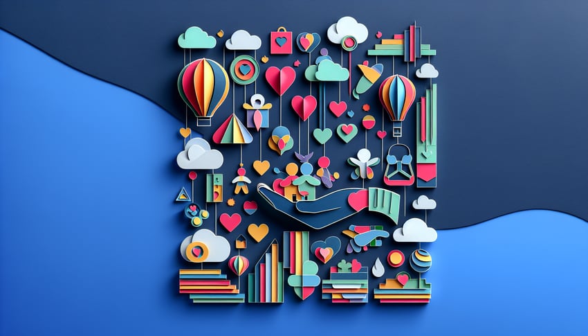 Paper art illustration related to orphanage donation form template and FormCreatorAI article