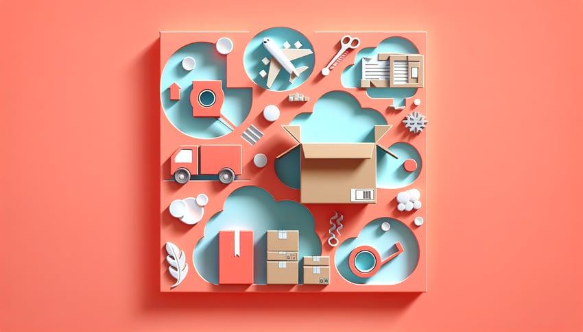 Paper art illustration depicting a shipment packing checklist for FormCreatorAI article.