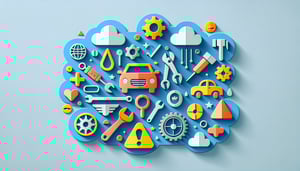 Paper art illustration depicting a daily vehicle inspection form template for FormCreatorAI article