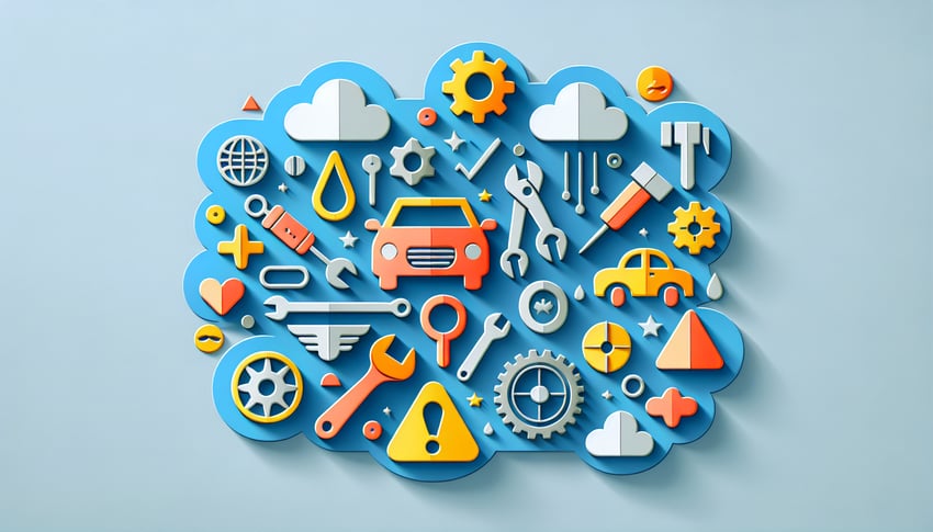 Paper art illustration depicting a daily vehicle inspection form template for FormCreatorAI article