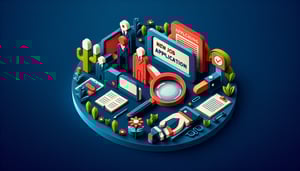 Paper art illustration featuring a new job application form with creative design elements and bright colors.