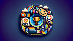 Paper art illustration showcasing a logo design competition form template with creative elements and vibrant colors