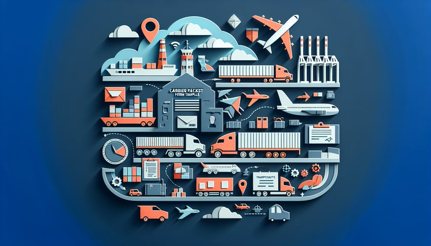 Paper art illustration featuring a carrier packet form template for FormCreatorAI article