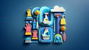 Paper art illustration featuring a bathroom cleaning checklist design for a form template.