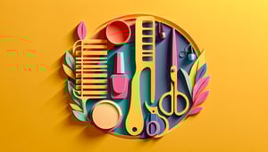 Paper art illustration highlighting a beauty salon online booking form template for FormCreatorAI.