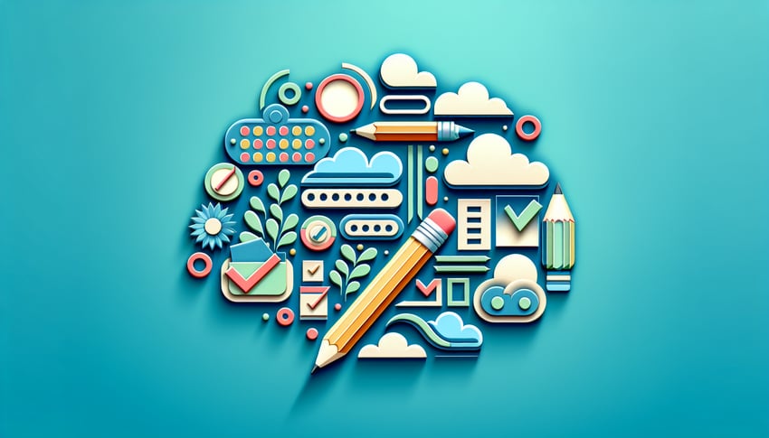 Paper art illustration showing an answer sheet form design for FormCreatorAI article