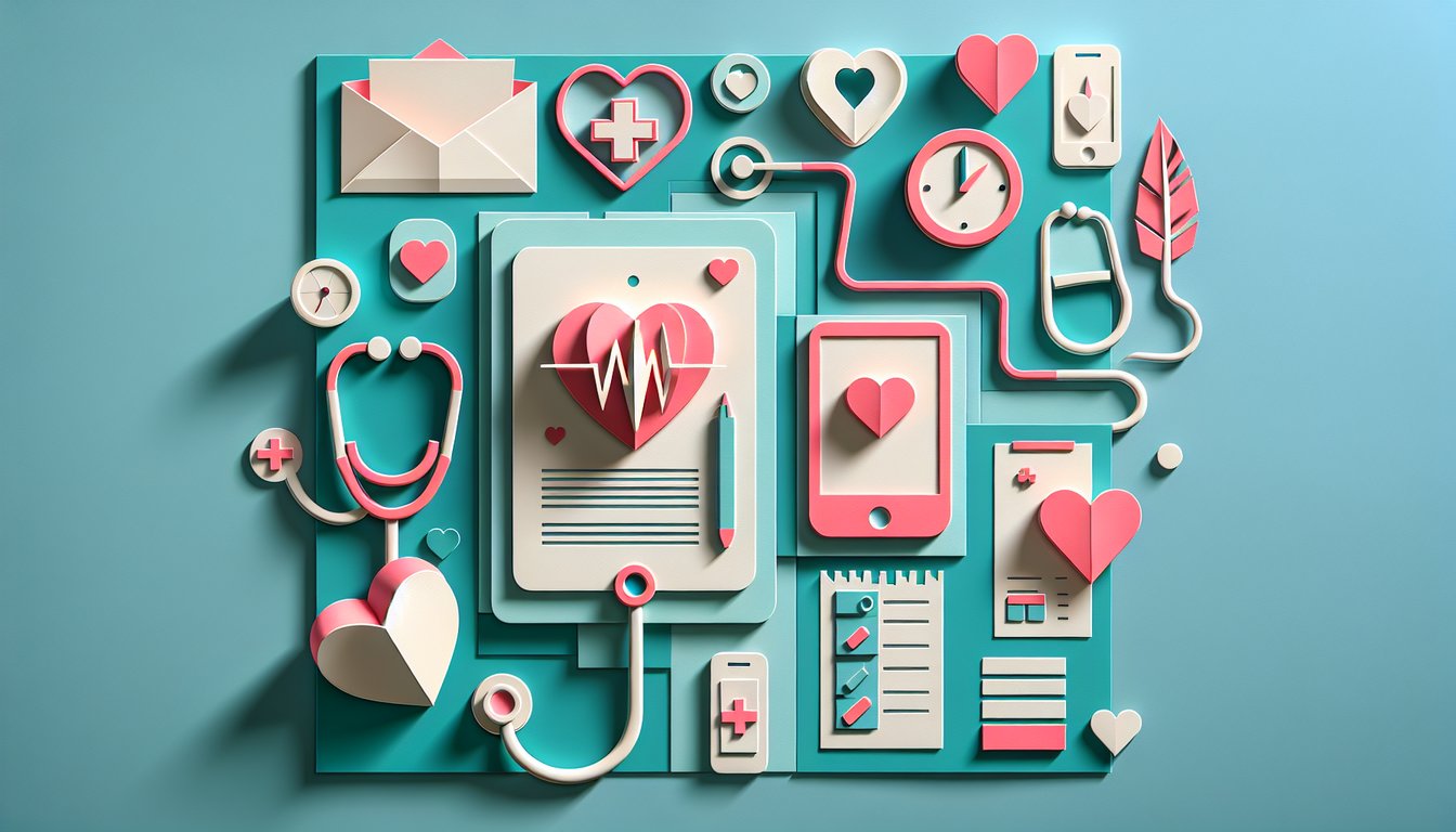 Paper art illustration depicting a telehealth consent form with medical and digital elements for an article on FormCreatorAI