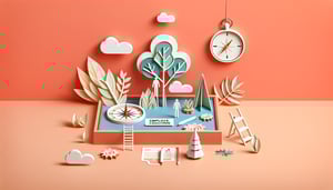 paper art illustration depicting an employee coaching form template with various sections and fields for input