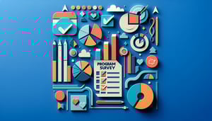 Paper art illustration featuring a program survey form layout for FormCreatorAI article