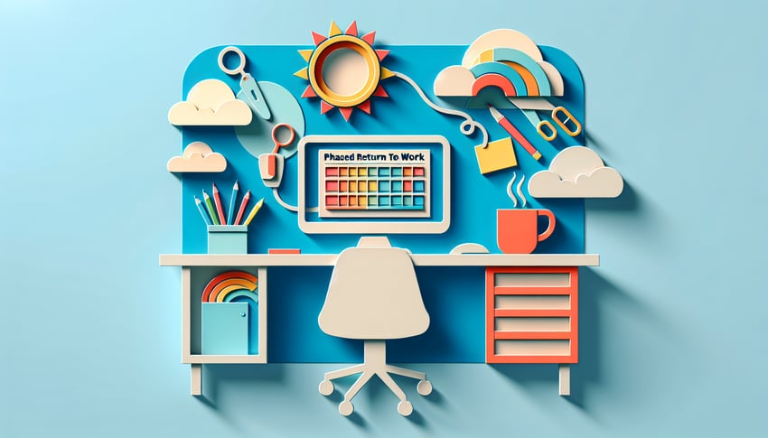 Paper art illustration depicting a phased return to work form for FormCreatorAI article.