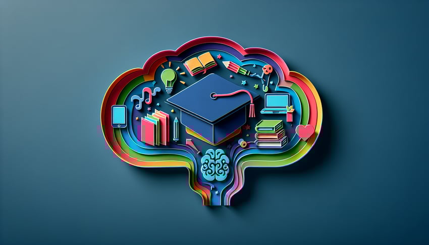 Paper art illustration depicting a continuing education evaluation form with structured fields for feedback and assessment.
