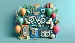 Paper art illustration featuring a party RSVP form with colorful decorations and artistic elements for FormCreatorAI article